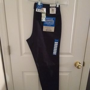 Mens haggar chino pant size 34 x 32 black slim fit